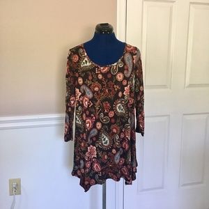 cupio womens l paisley swing tunic top boho flowy